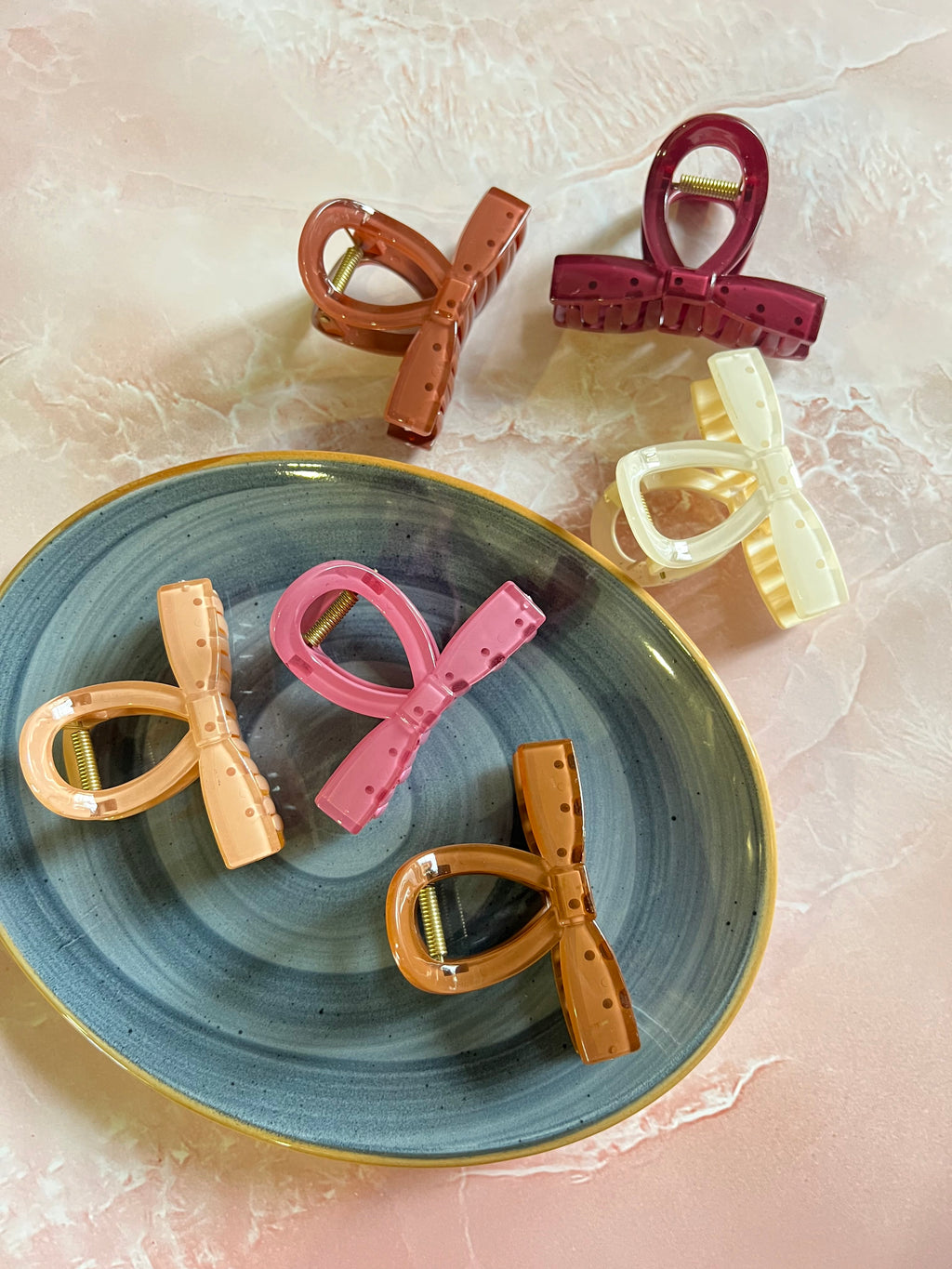 Glossy Bow Hair Clips