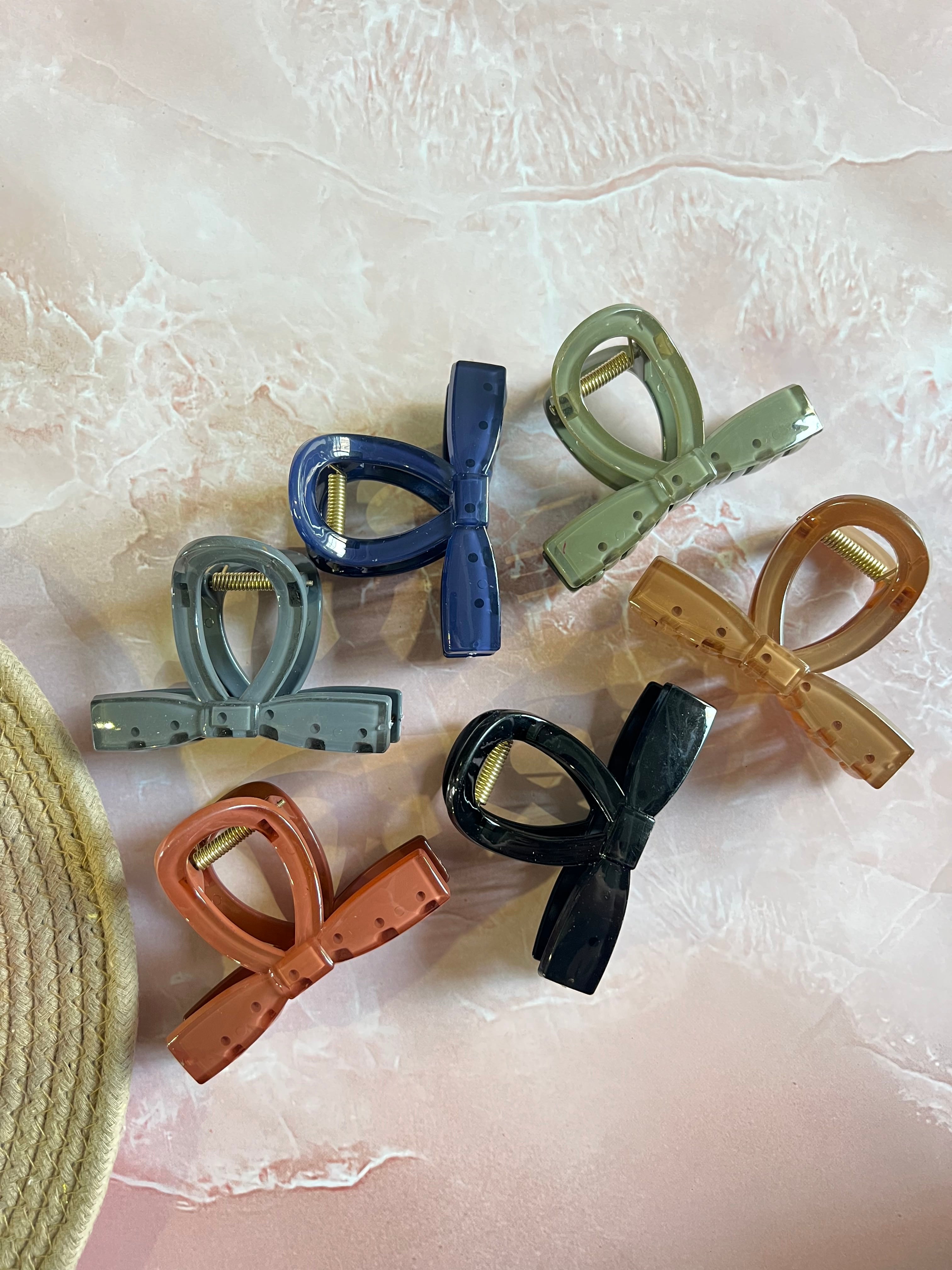 Glossy Bow Hair Clips