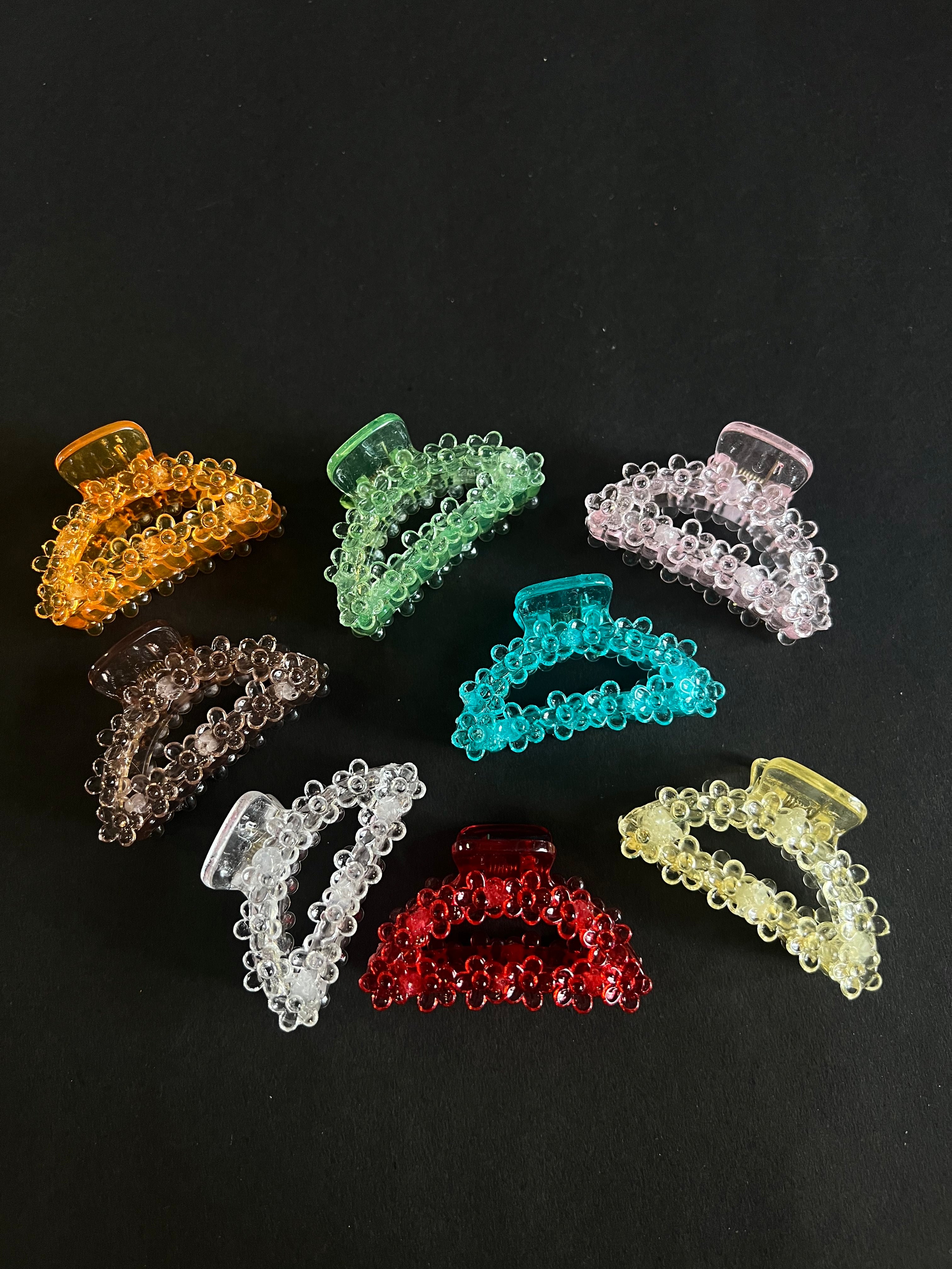 Beaded Flower Hair Clips