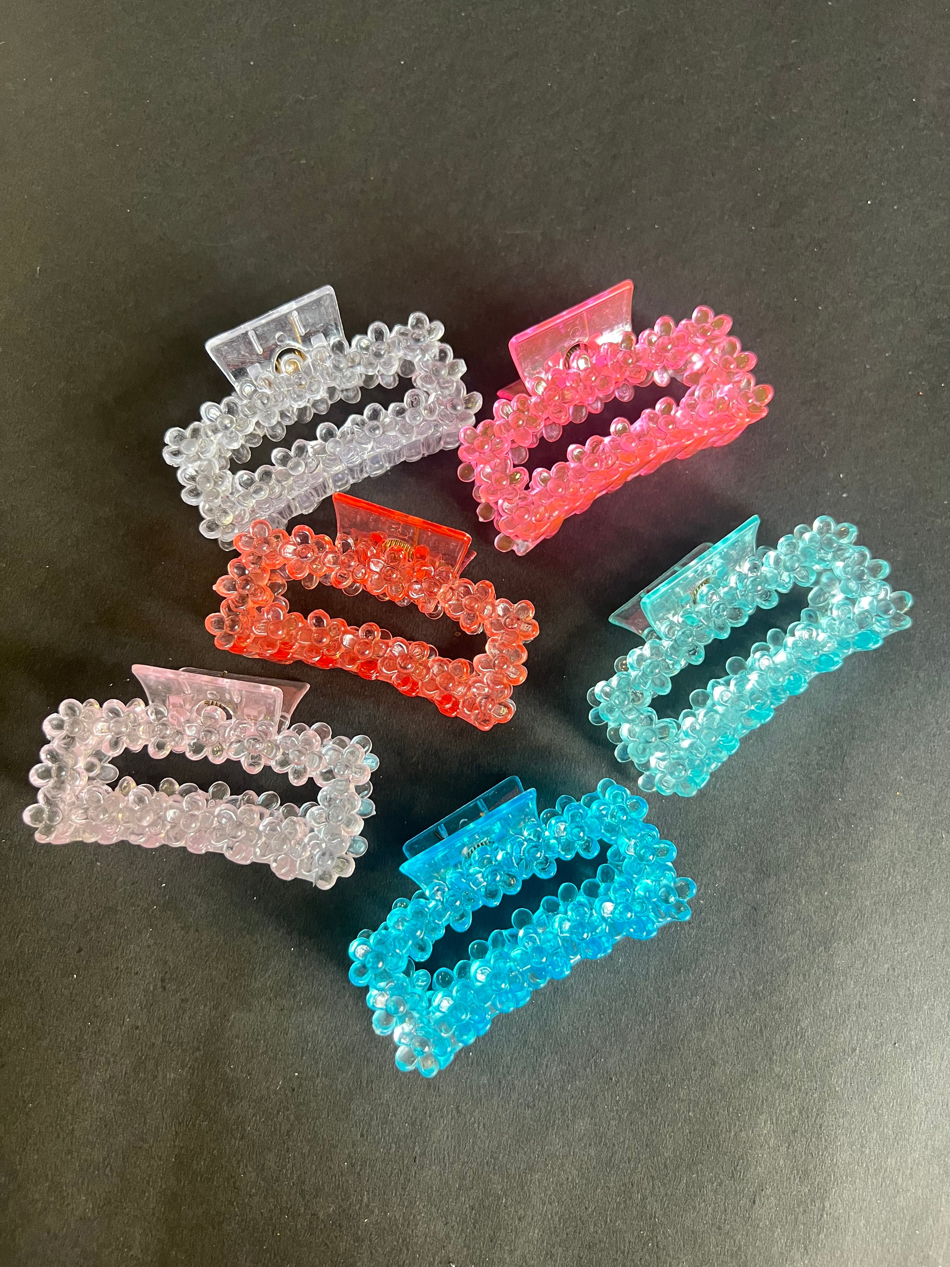 Beaded Rectangular Hair Clips