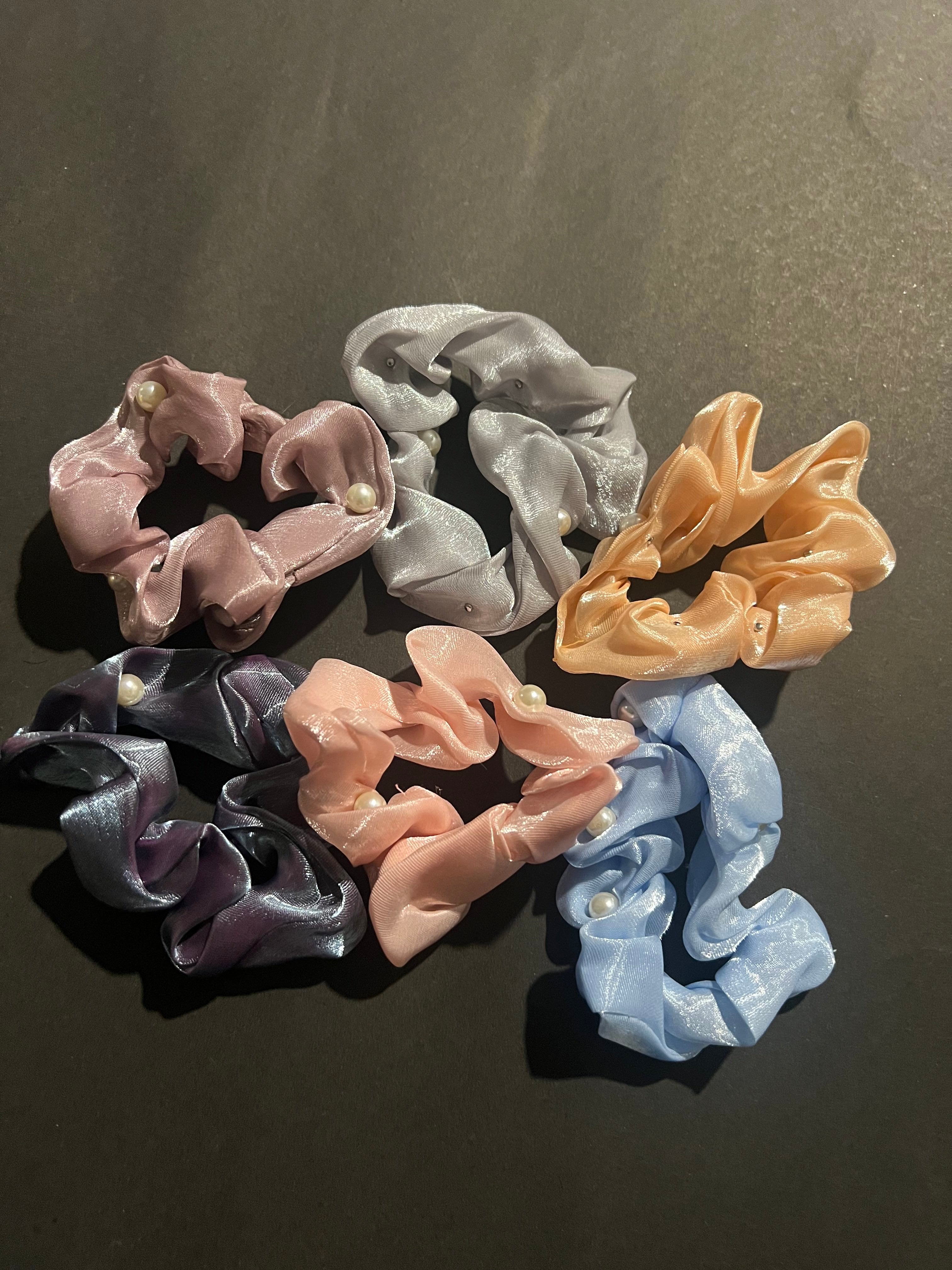Pearl Organza Scrunchies