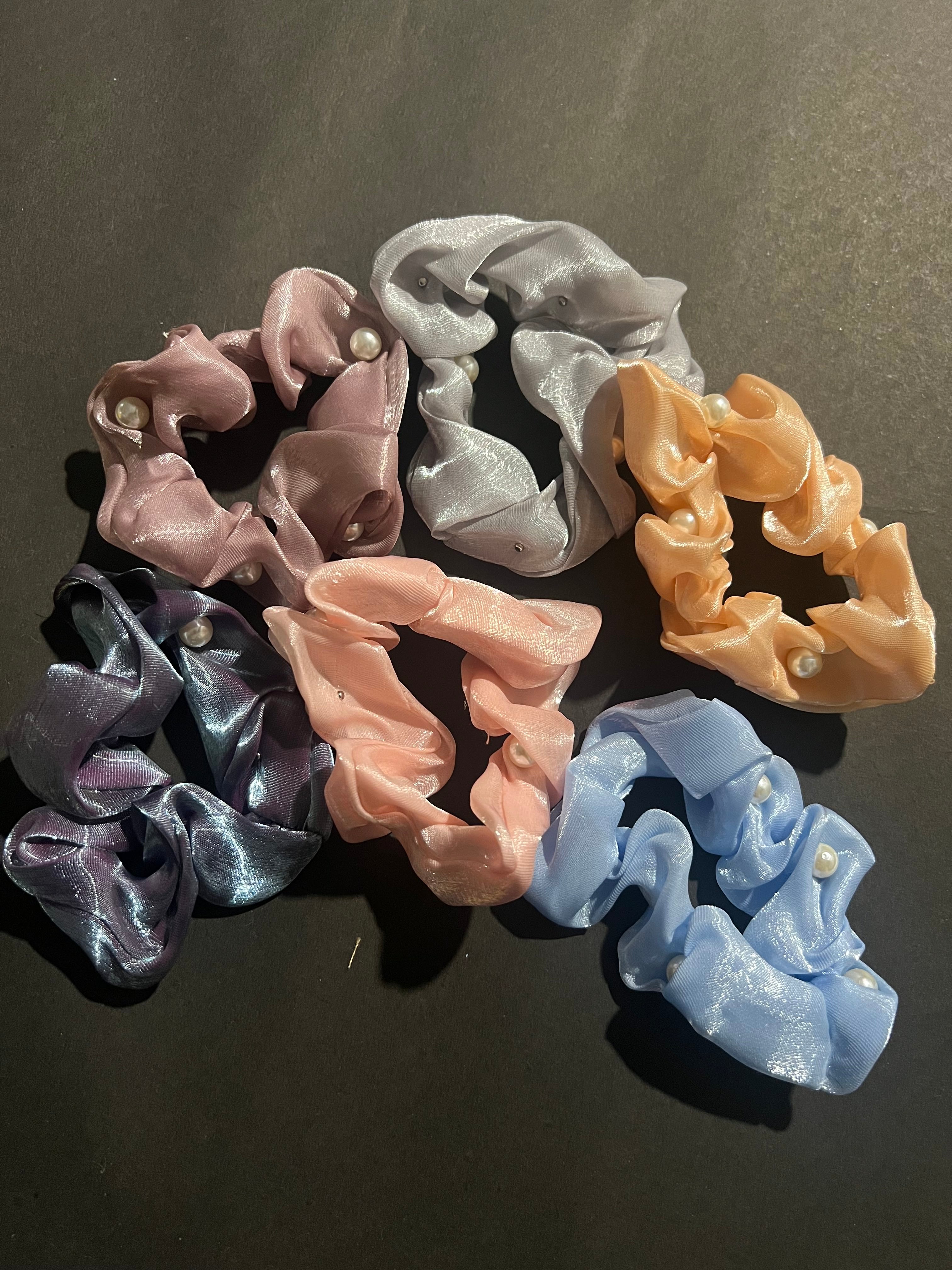 Pearl Organza Scrunchies