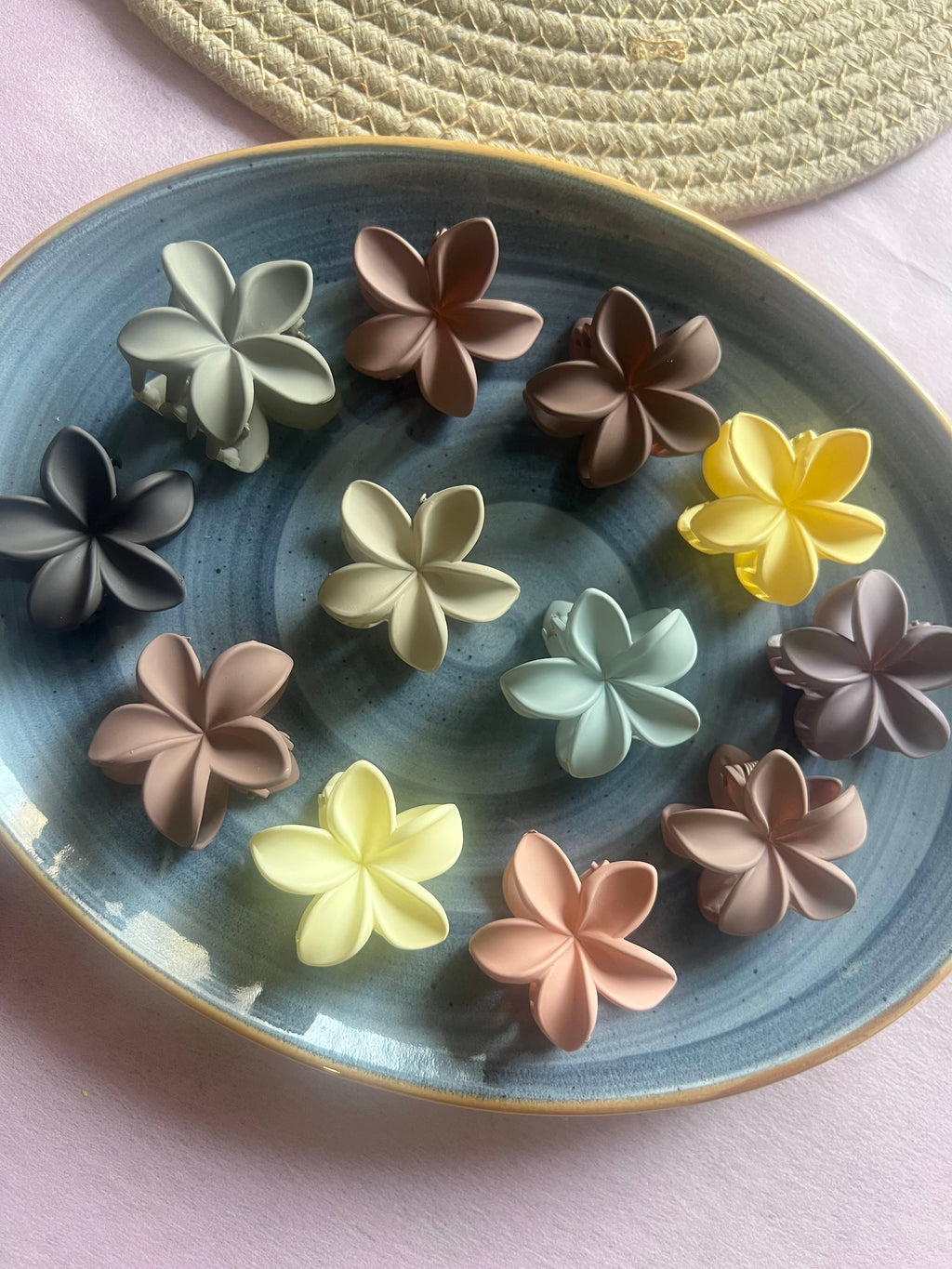Matte Plumeria Hair Clips
