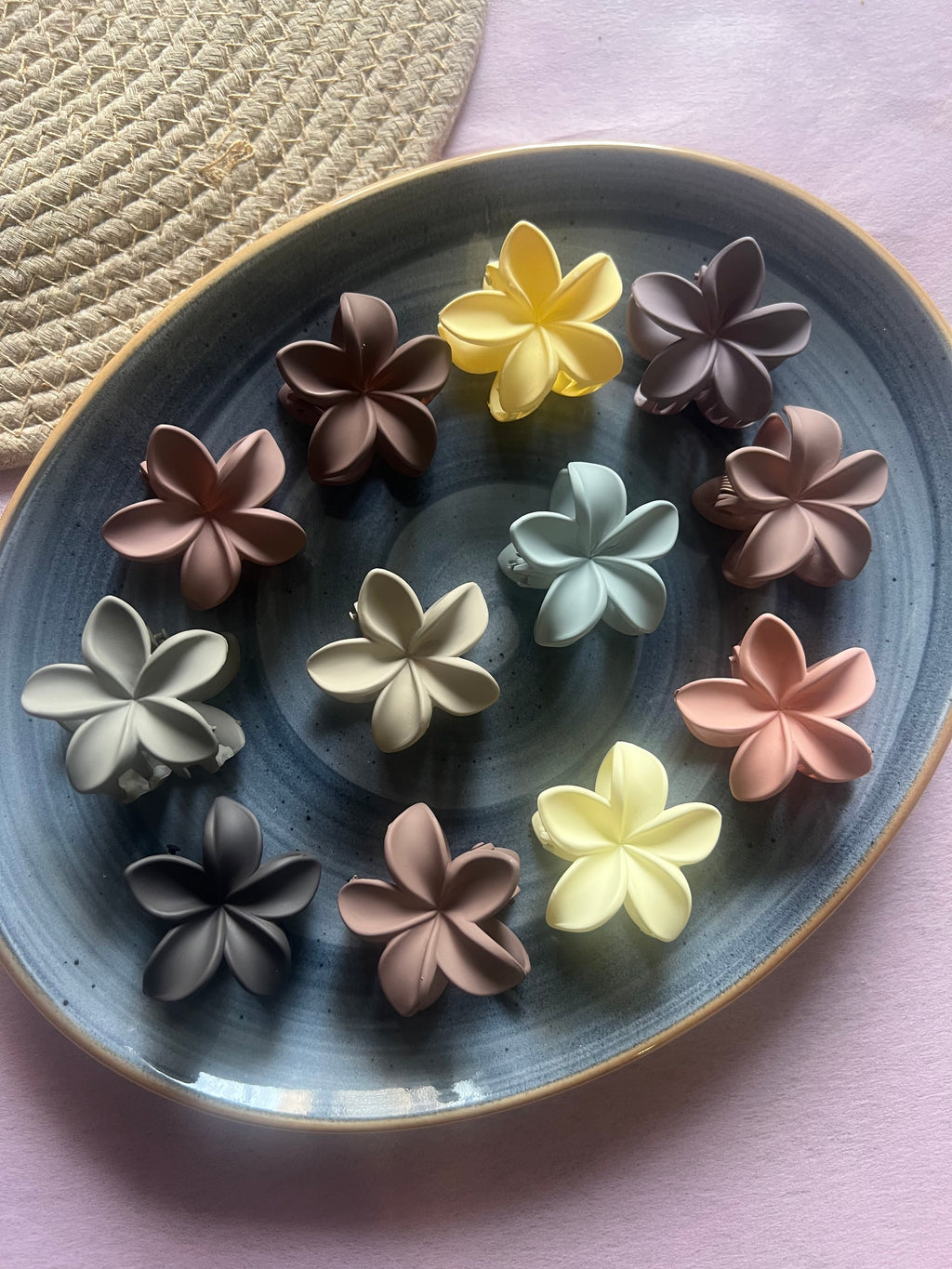 Matte Plumeria Hair Clips