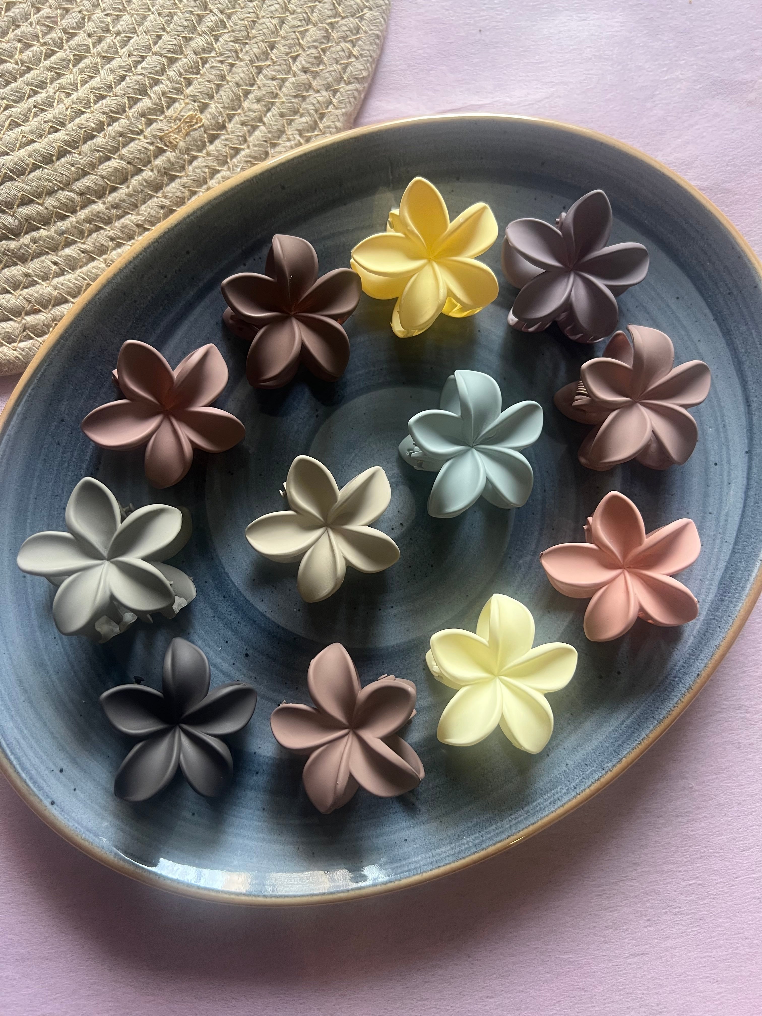 Matte Plumeria Hair Clips