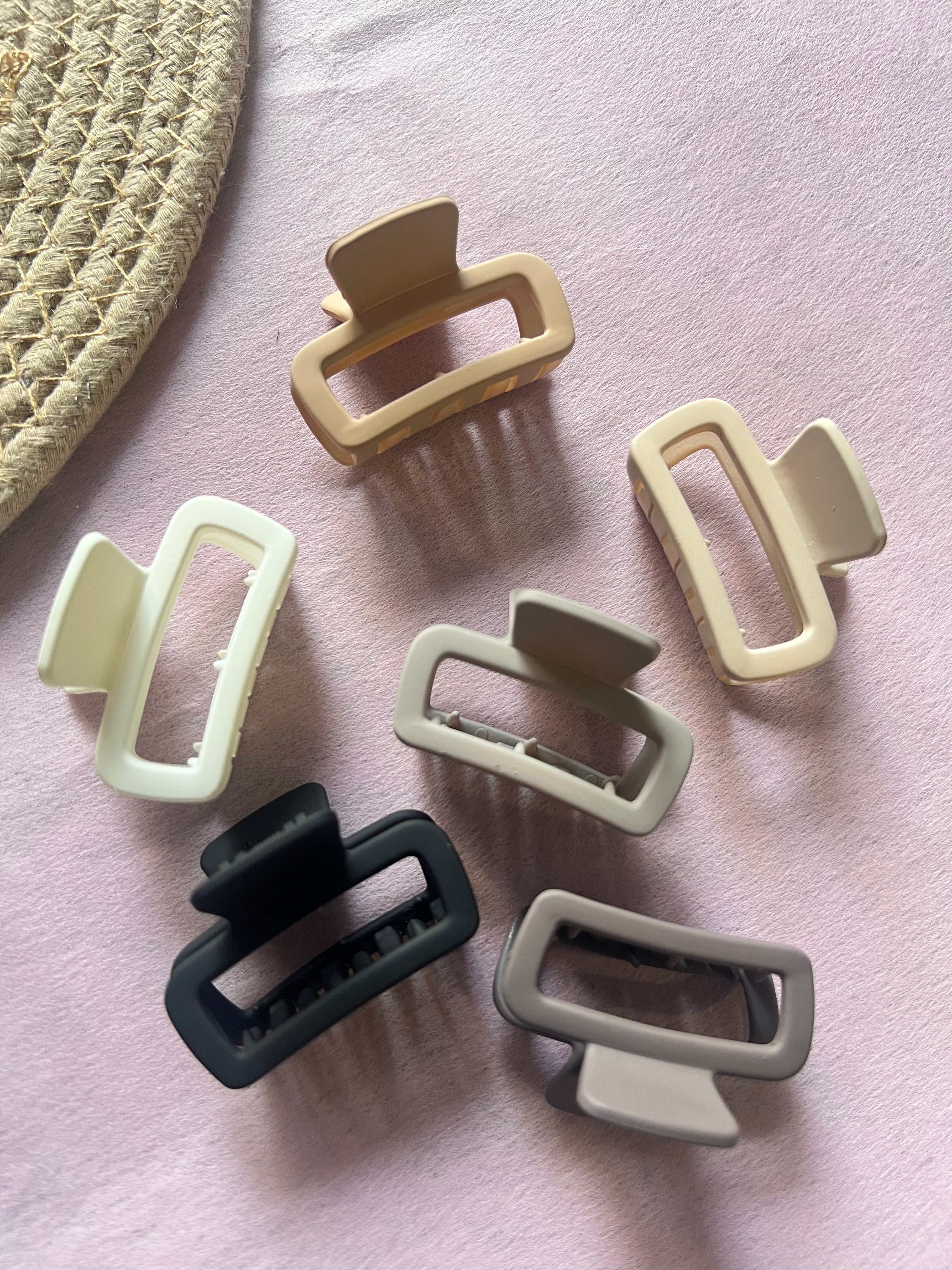 Matte Square Rectangle Hair Clips