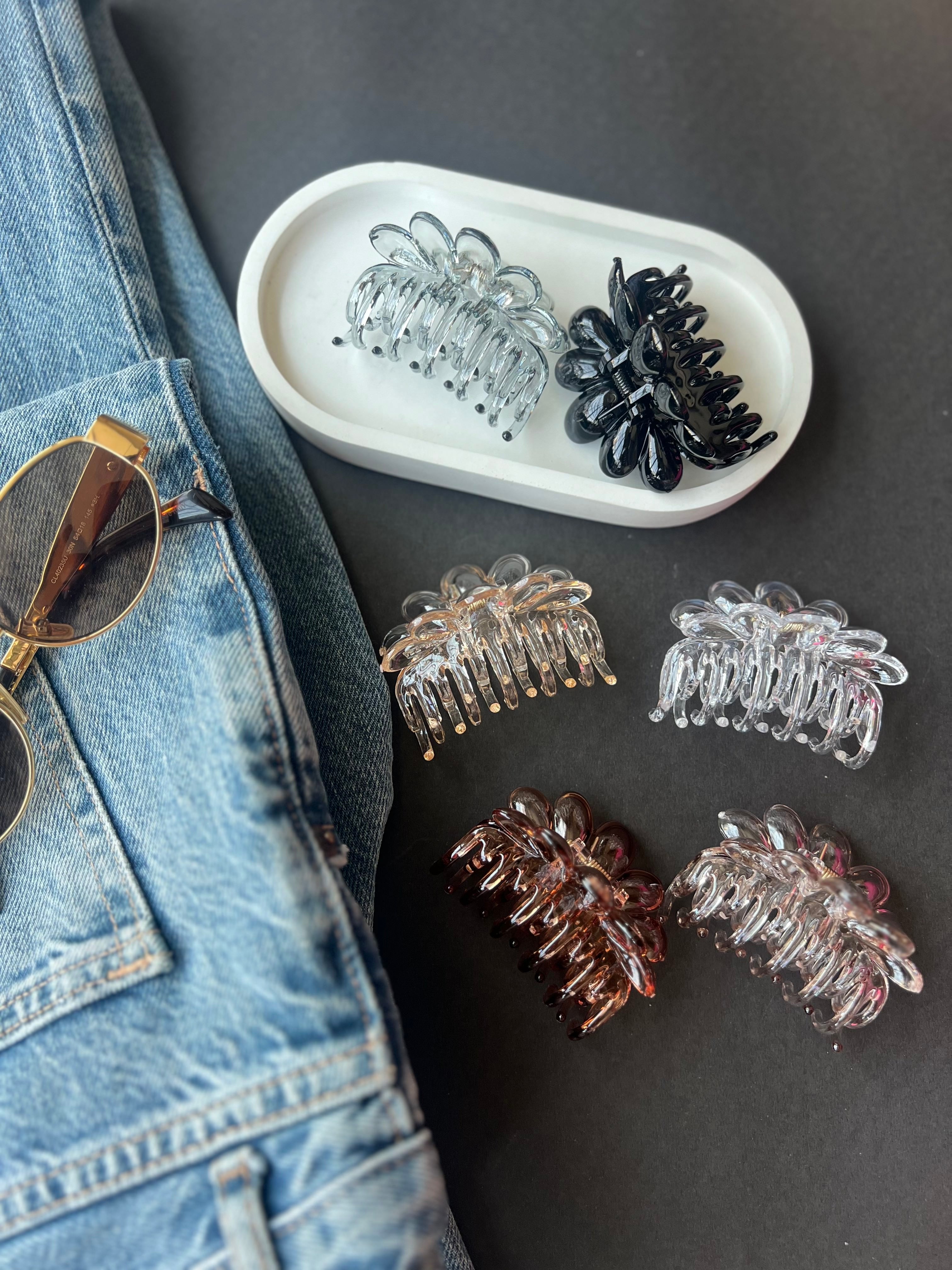 Petal Charm Hair Claw Clips