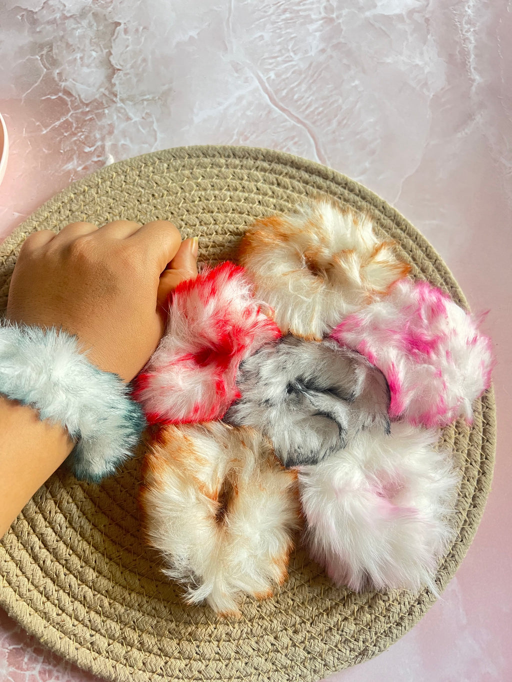 Furry Tie-Dye Scrunchies