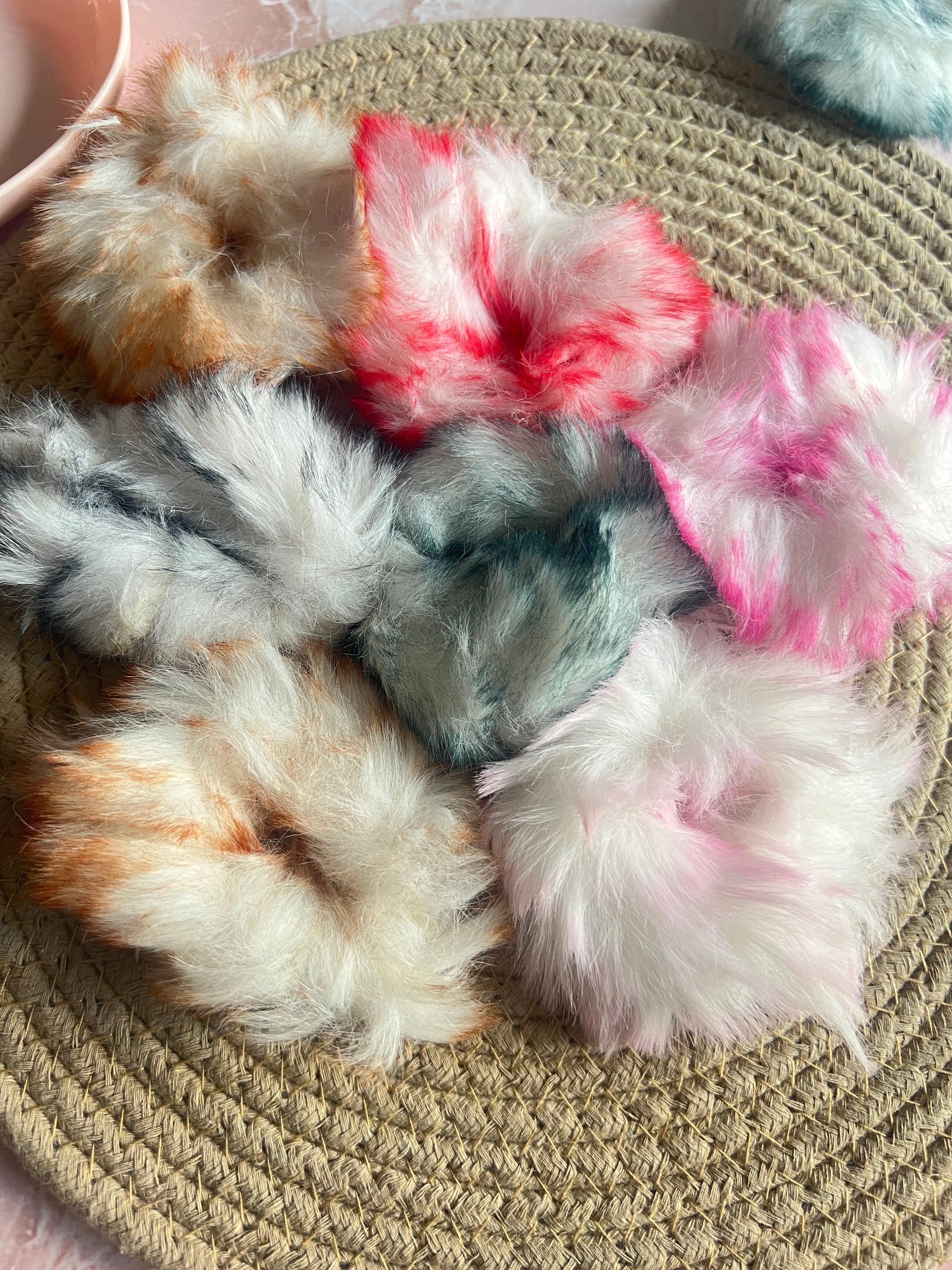 Furry Tie-Dye Scrunchies