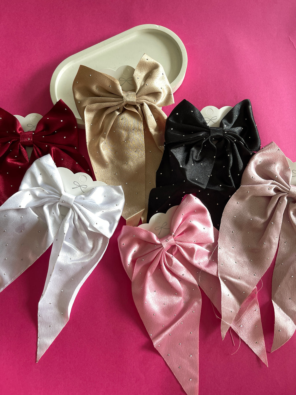 Sparkle Satin Bow Hair Pins