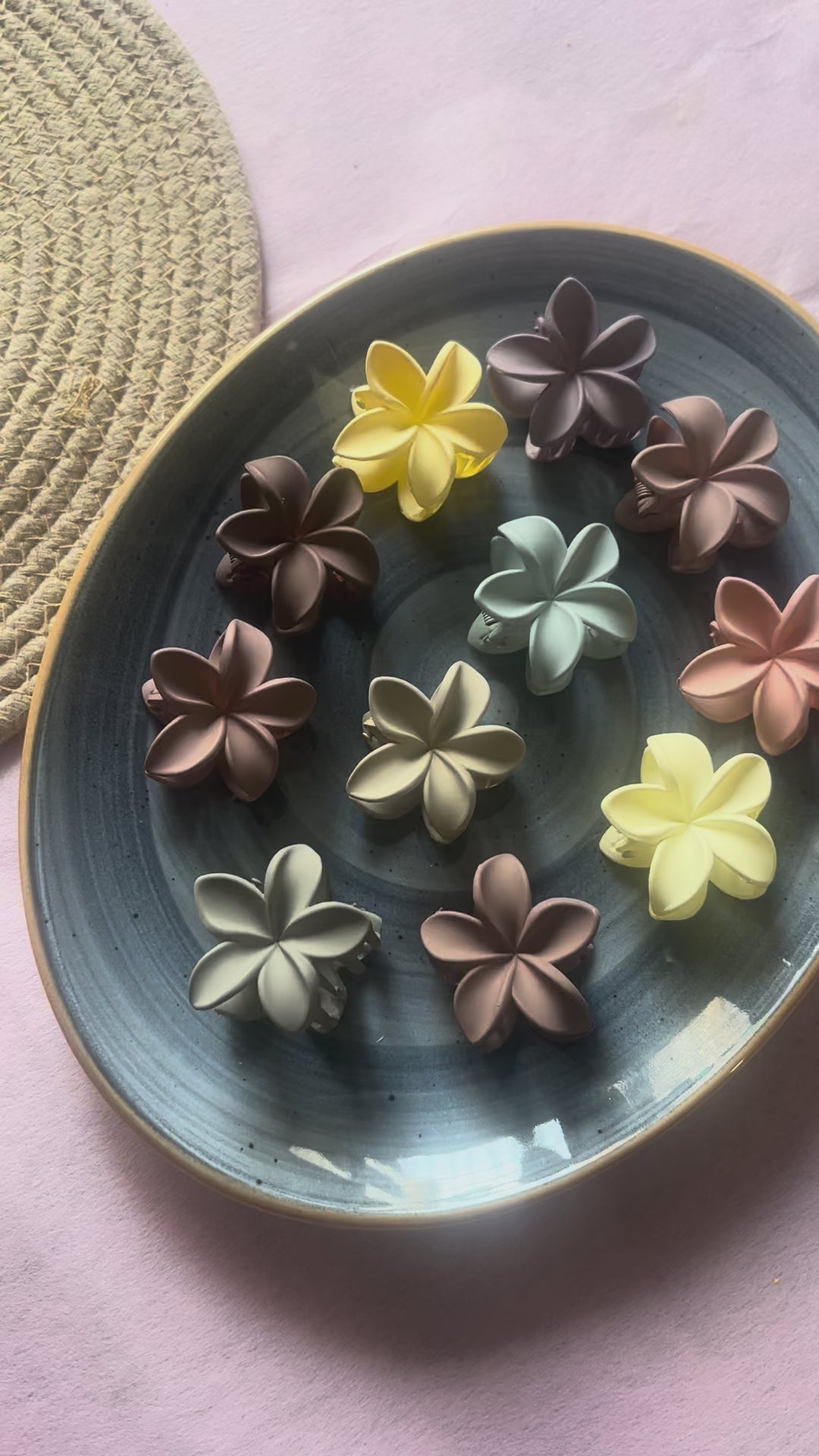 Matte Plumeria Hair Clips