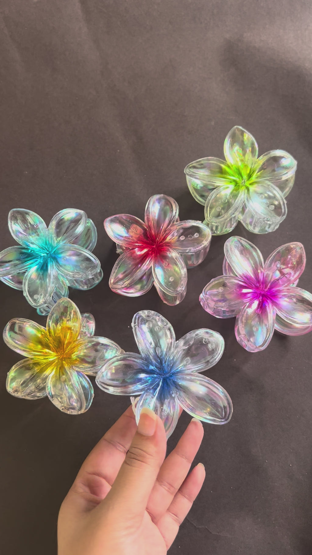 Holographic Flower Clips